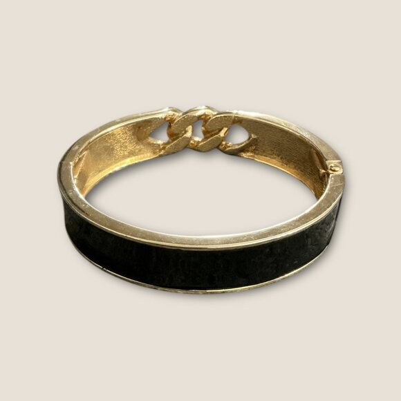 Gold & Black Enamel Hinged Bracelet - Picture 4 of 4